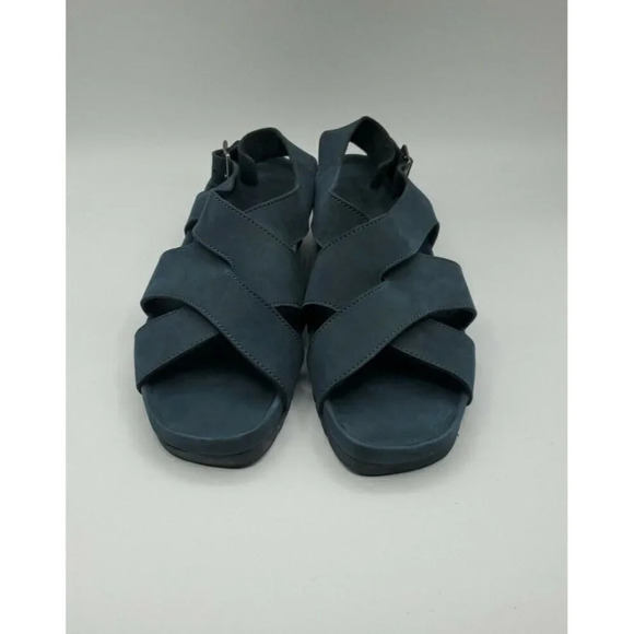 G.H. Bass Sandals Womens Azalea 9 Navy Blue Leather Suede Strappy Comfort Shoes - Picture 2 of 12
